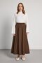 Women's Brown Buttoned High Waist Long Skirt 31033