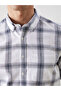 Regular Fit Long Sleeve Plaid Poplin Men's Shirt - 3