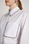 Women's White Stone Detailed Pocketed Design Shirt 31004 - 2