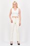Women Straight Fit Solid Stretchable Jeans, Cream - 4