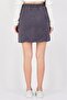 Women Solid Drawstring Mini Skirt, Grey - 4