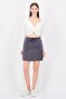 Women Solid Drawstring Mini Skirt, Grey - 2
