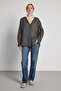 Women's Anthracite V-Neck Tencel Fabric Oversized Shirt 31006 - 3