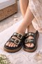 Pastel Gold Gold Buckle Detail High Sole Women's Slipper Beach Sand Beach Pool Slipper - 4