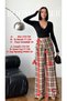 Women's Plaid Palazzo Pants – Loose-Fit Trousers with Shawl Detail - 3