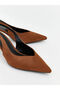 Brown Pointed Toe Women's Heeled Shoes - 3