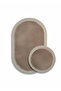 2-Piece Post Bathroom Mat Set Non-Slip Base Washable Plush Jute Edge Detailed Oval Round 100X60 60X60 Rug Carpet - 2
