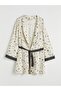 Lcw Dream Ecru Shawl Collar Patterned Women's Dressing Gown
