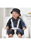 Unisex Kids Baby Jeans Overalls with Embroidered Hat (3/6/9/12) Months - 2