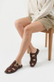 Women's Bitter Coffee Suede Buckle Detail Flat Sole Slipper - 2
