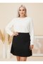 Women's Plus Size Skirt with Pleated Detail at the Hem Stretchy Back Zipper Skirt 26080
