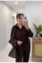 Design Premium Series Gooseneck Drape Shawl Detail Tok Fabric Shirt Palazzo Pants Vip Set - 5