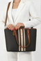Women's 4-Compartment Striped Long-Strap Hand & Shoulder Bag (33x26 cm) - 4