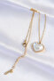 316L Steel Chain Gold Color White Stone Bubble Heart Necklace - 2