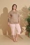 Women's Curve Plus Size Milan Fabric Capri Short Sleeve Pajama Set - 5