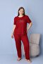 Women's Plus Size Printed Short Sleeve Dublin Fabric Knitted Pajama Set
