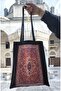 Mineşarpe Ethnic Red Kilim Rug Pattern Printed 190 Grams Raw Cloth Bag (35*40 cm) - 2