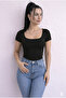 Women's 3-Pack Set U-Neck Short-Sleeve Corded Fabric Square-Neck Cotton Blouse-Body T-Shirt - 3