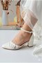 Women's 5 cm Embroidered Ecru Bridal Shoes (Full Fit) - 6