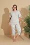 Women's Curve Plus Size Milan Fabric Capri Short Sleeve Pajama Set - 3