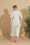 Women's Curve Plus Size Milan Fabric Capri Short Sleeve Pajama Set - 8