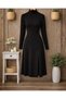 Women's Turtleneck Slit Crepe Dress - 3