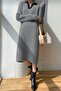 Women's Shirt Collar Hair Braid Patterned Midi Length Dress 36/44 Size Compatible