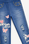 Girl's Denim Look Stretchy Leggings – Soft-Textured Days of Comfortable Wear, Ages 3-7 - 5