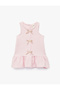 Bow Detail Pleated Sleeveless Crew Neck Tweed Gilet Dress - 3