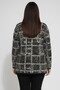 Women's Front Buttoned Double Pocketed Patterned Plus Size Cardigan - 4