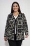 Women's Front Buttoned Double Pocketed Patterned Plus Size Cardigan