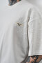 تي شيرت رجالي من سلسلة Minimalism Series مطرز كبير الحجم باللون الأبيض - 5