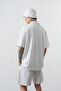 Men's Res Club Written Oversized Shirt Shorts Set Ecru - 3