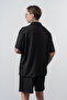 Men's Res Club Written Oversized Shirt Shorts Set Black - 3