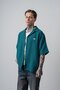 Men's R Embroidered Short Sleeve Muslin Oversized Shirt Emerald - 2