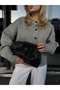 The Moiss Black Knitted Pattern Clutch Bag - 2