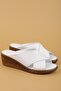 Genuine Leather Wedge Heel Pieces Daily Cross Band Slipper Rh.043 White - 2