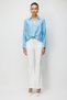 Ruched Blouse with Lace Detailed Collar - 4