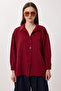 Oversized Pocketed Woven Shirt Ldz0063 Bordo - 3