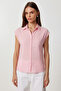 Striped Summer Viscose Shirt Lrn0005 Pink - 2