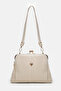 Women's Cream Clip-On Multi-Compartment Soft Leather Hand, Shoulder and Crossbody Bag - 6