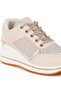 Women's Faux Leather & Mesh Sneakers In Beige - 4