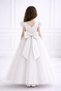 Girl's White Tulle Piece Princess Evening Dress – Ruffle Sleeves, Open Back Bow Detail , Special Occasion Dress - 3