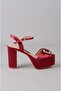 Seç 850 Platform Heelled Evening Dress Shoes (Heel:10,5Cm, Platform:4Cm) Bordo Satin