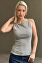 Gray Piped Body-Hugging Corded Fabric Modern Cut Tank Top Mg2681 - 7