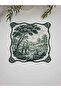 Green Toile Elegance Series Embroidered Fabric Cocktail Napkins 1 Piece - 2