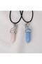 2-piece pink & blue natural stone heart detail magnetic cord necklace, friendship necklace, best friends - 2