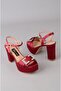 Seç 850 Platform Heelled Evening Dress Shoes (Heel:10,5Cm, Platform:4Cm) Bordo Satin - 5
