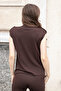 Women's Stretchy Silk I Fabric Wide O-Neck Buttoned D Drop-Shoulder Jacket Blouse-Brown - 6