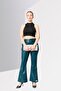 Women Regular Fit Solid Flared Pants, Teal Green - 2
